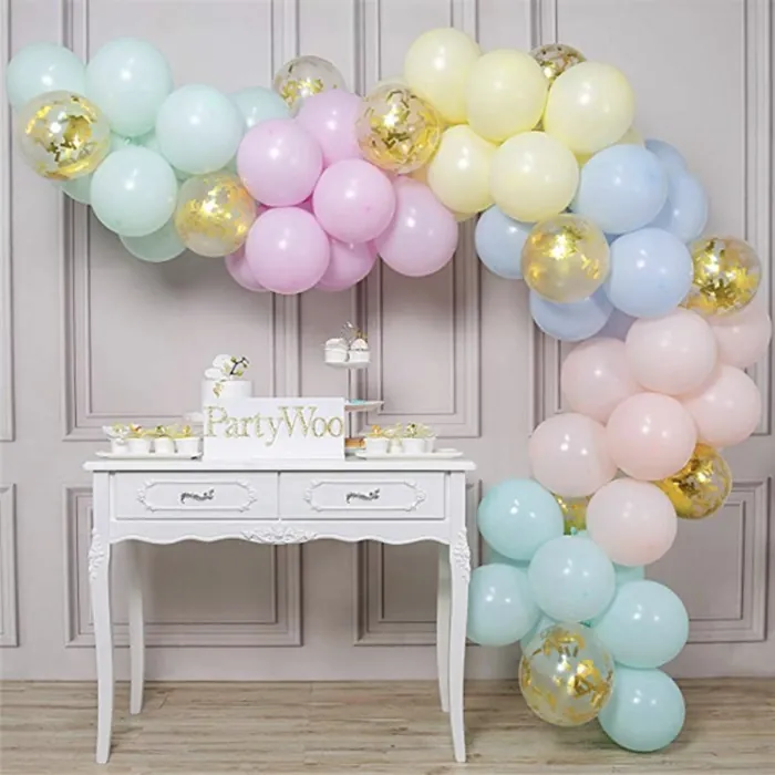 Pastel Renkler Konfetili Zincir Balon Seti