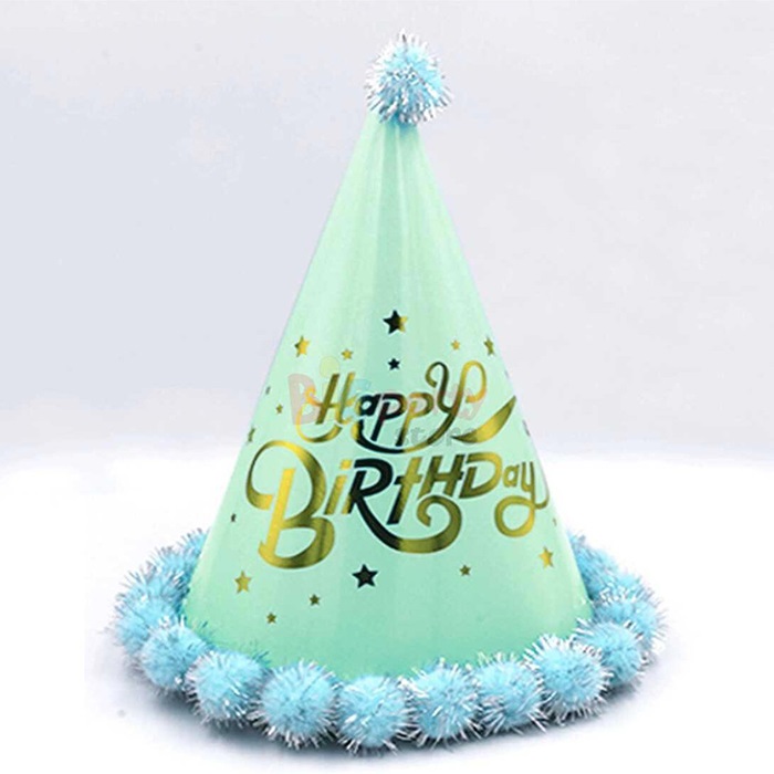 Makaron Mavi Ponponlu Parti Şapka