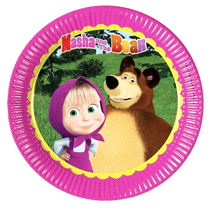 Masha Koca Ayı Temalı Karton Tabak