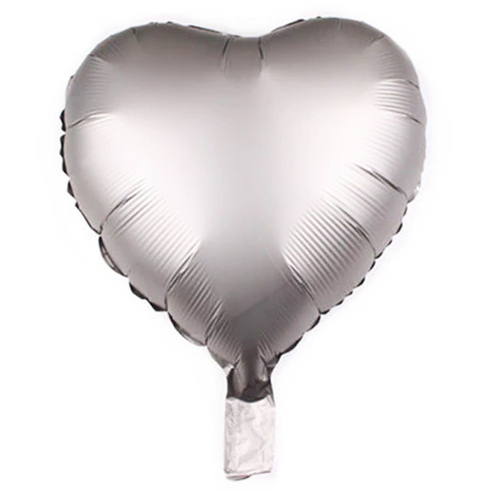 Mat Gümüş Renkli Kalp Folyo Balon