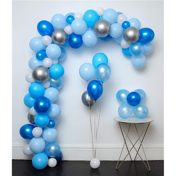 Zincir Balon Seti Mavi Beyaz Gümüş Renkli