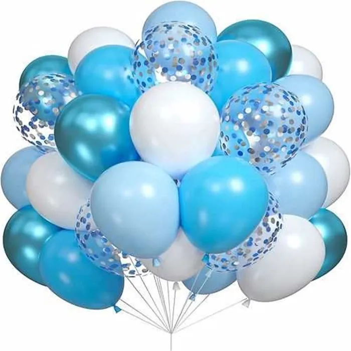 Mavi Beyaz Renkli Uçan Balon