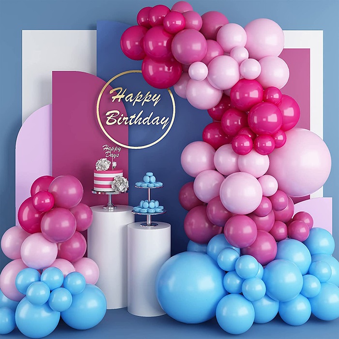 Mavi Fuşya Renkli Zincir Balon Seti