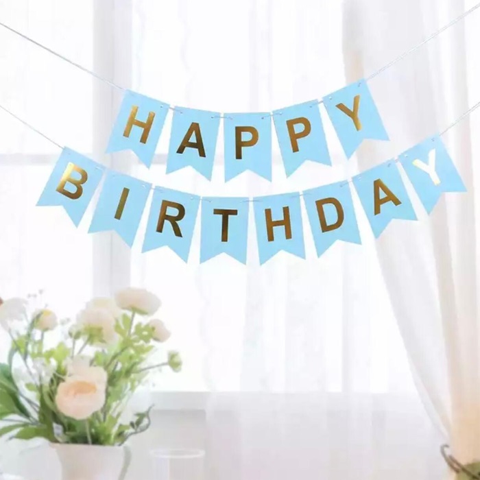 Mavi Gold Happy Birthday Yazı