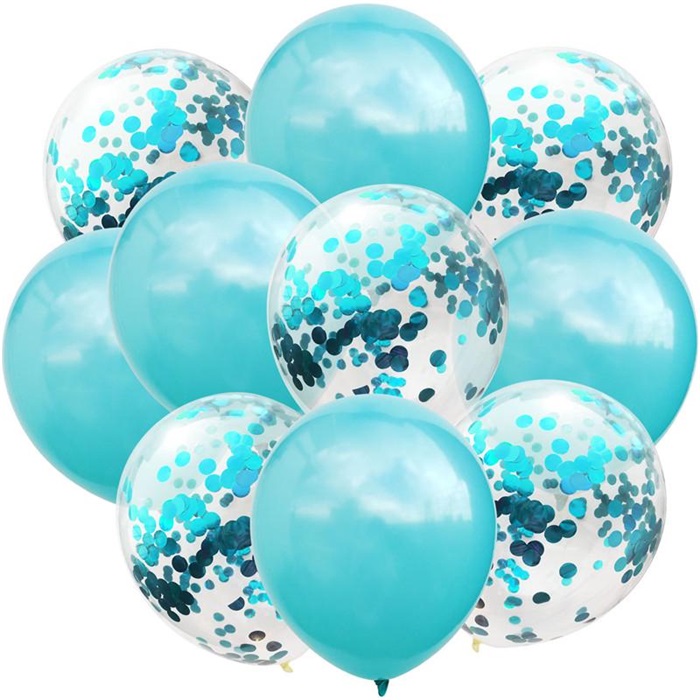 Metalik Mavi Konfetili Balon