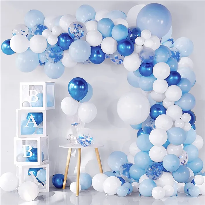 Mavi Lacivert Beyaz Renkli Zincir Balon Seti
