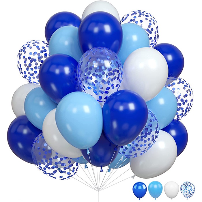 Mavi Lacivert Renkli Konfetili Balon Seti