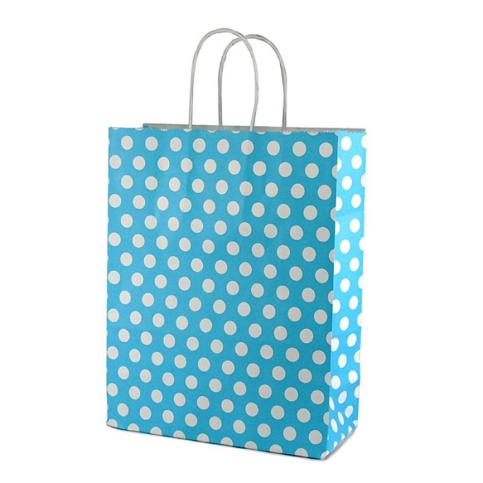 Mavi Puanlı Kraft Çanta