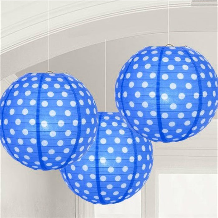 Mavi Puatiyeli Yuvarlak Fener Süs