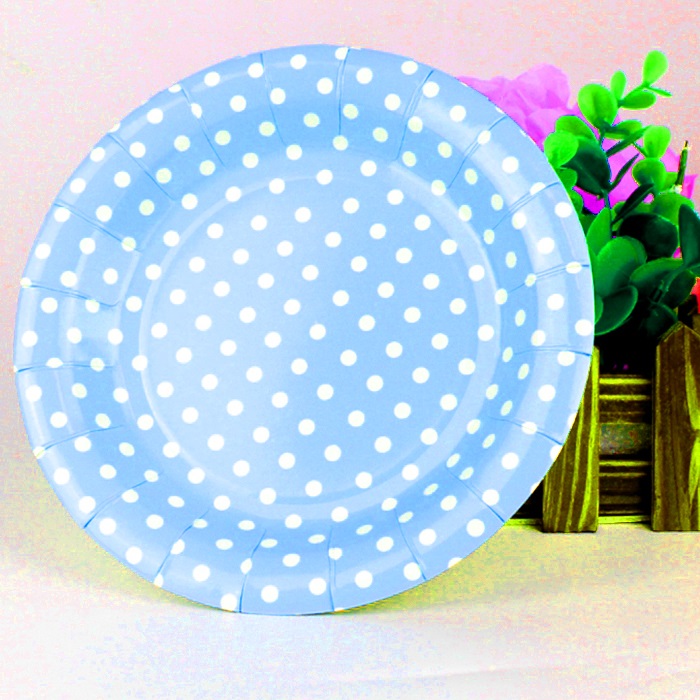 Mavi Puantiyeli Karton Tabak