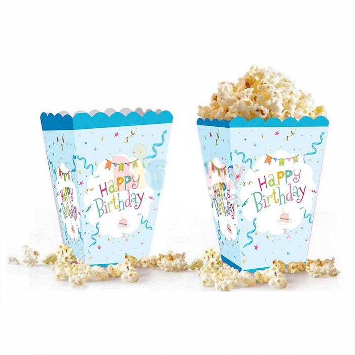 Mavi Renkli Happy Birthday Mısır Kutusu