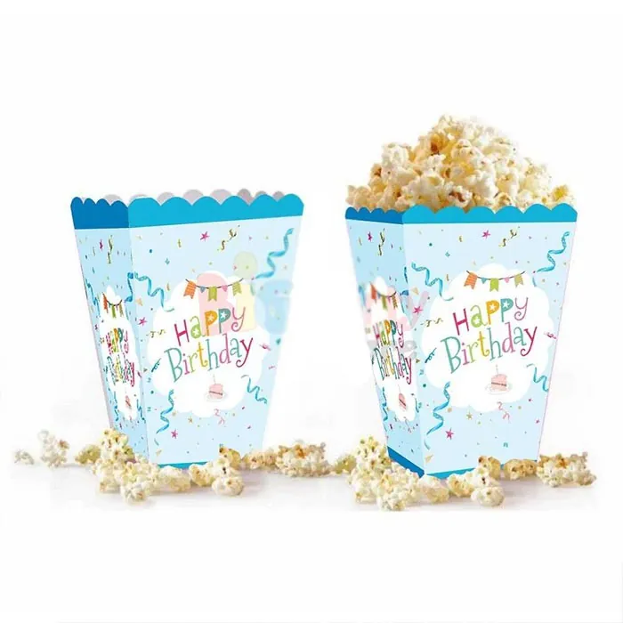 Mavi Renkli Happy Birthday Mısır Kutusu