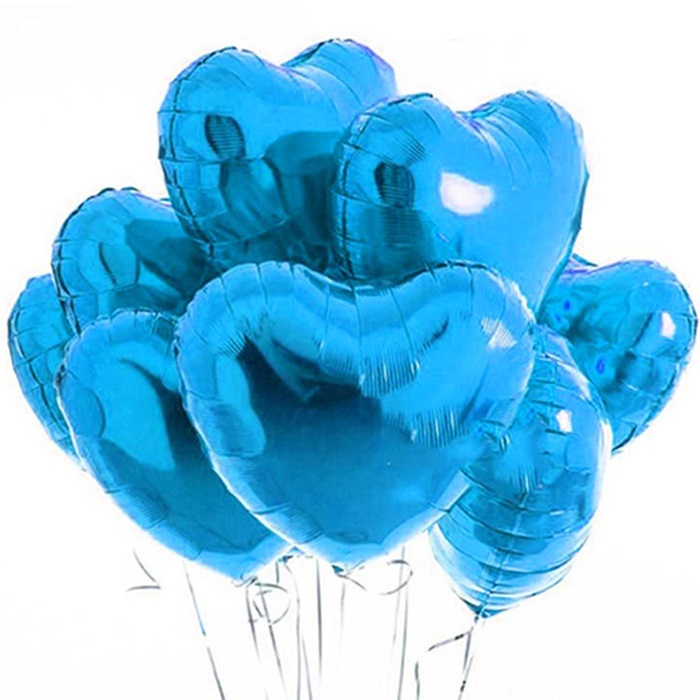 Mavi Renkli Kalp Folyo Balon