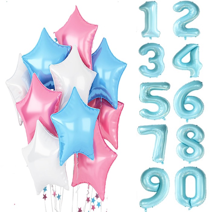 Mavi Renkli Rakam Balon Seti