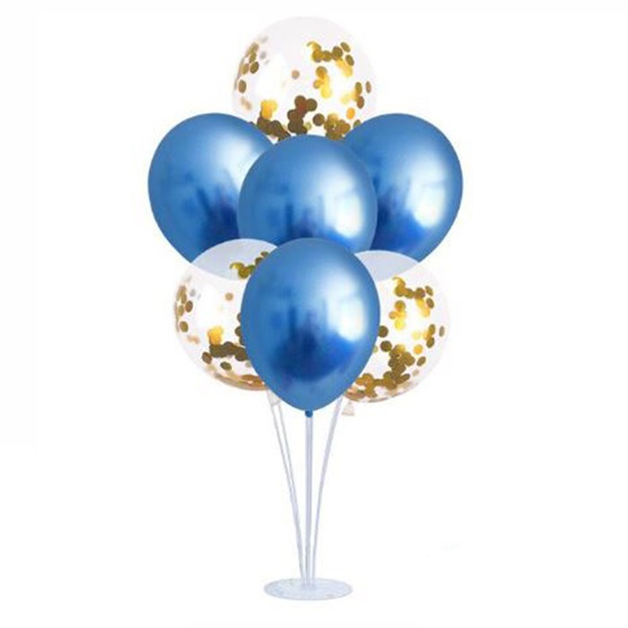 Mavi Şeffaf Konfetili Balon Ayaklı Balon Standı