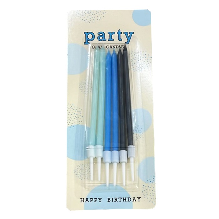 Mavi Siyah Renkli Çubuk Pasta Mumu