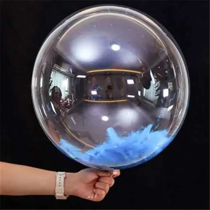 Mavi Tüylü Şeffaf Balon