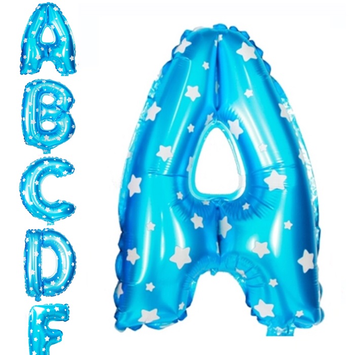 Mavi Yıldızlı Harf Folyo Balon
