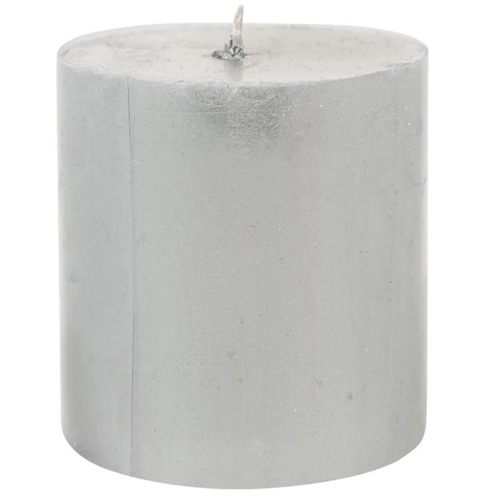 Metalik Gümüş Renkli Silindir Mum