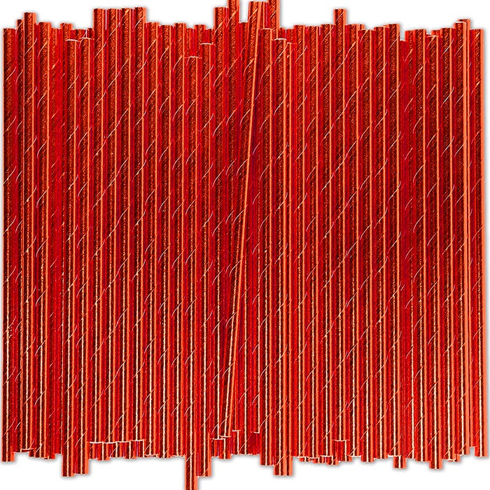 Metalik Kırmızı Kağıt Pipet