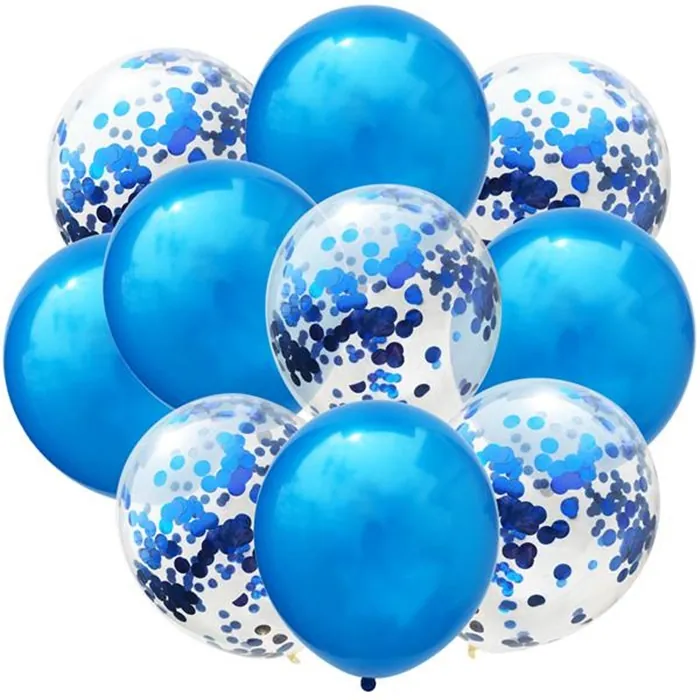 Metalik Lacivert Konfetili Balon