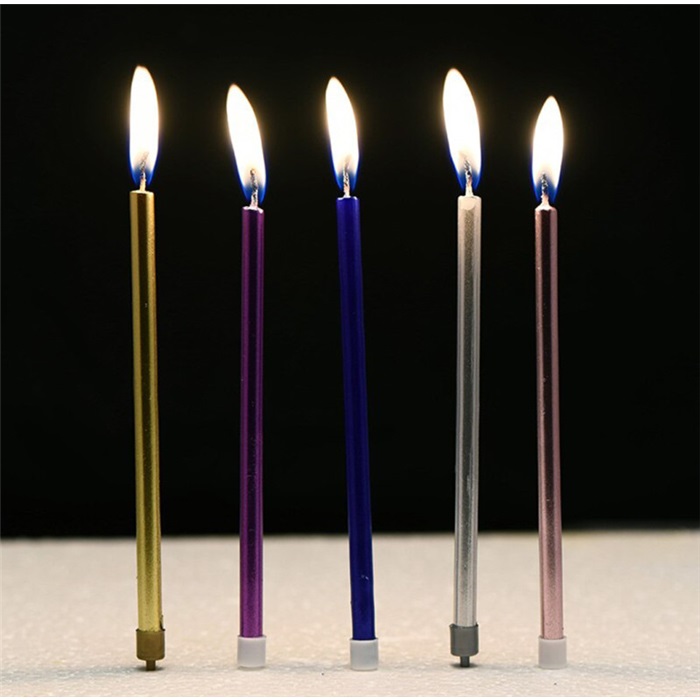 Metalik Renkli Uzun Çubuk Pasta Mumu