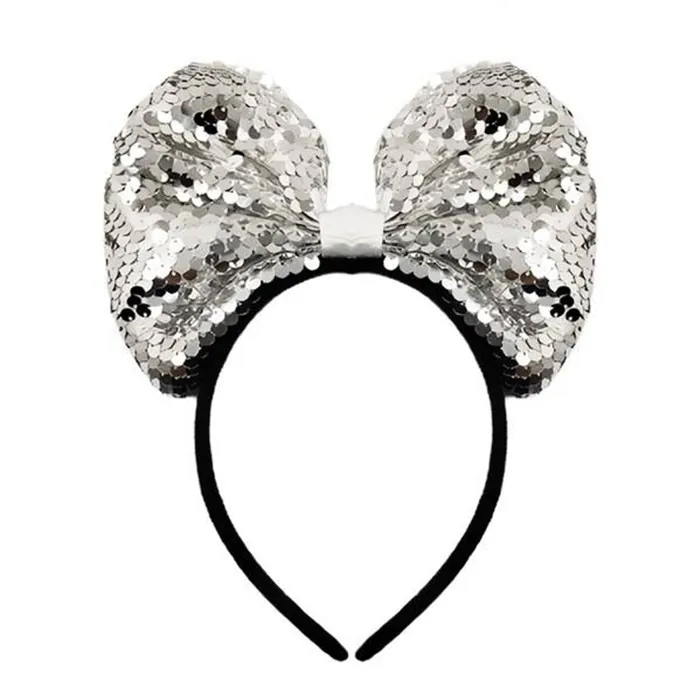 Gümüş Renkli Pullu Minnie Mouse Taç