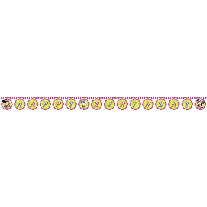 Minnie Mouse Temalı Happy Birthday Yazı Pembe