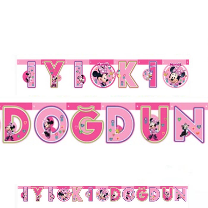 Minnie Mouse Baskılı İyi Ki Doğdun Yazı