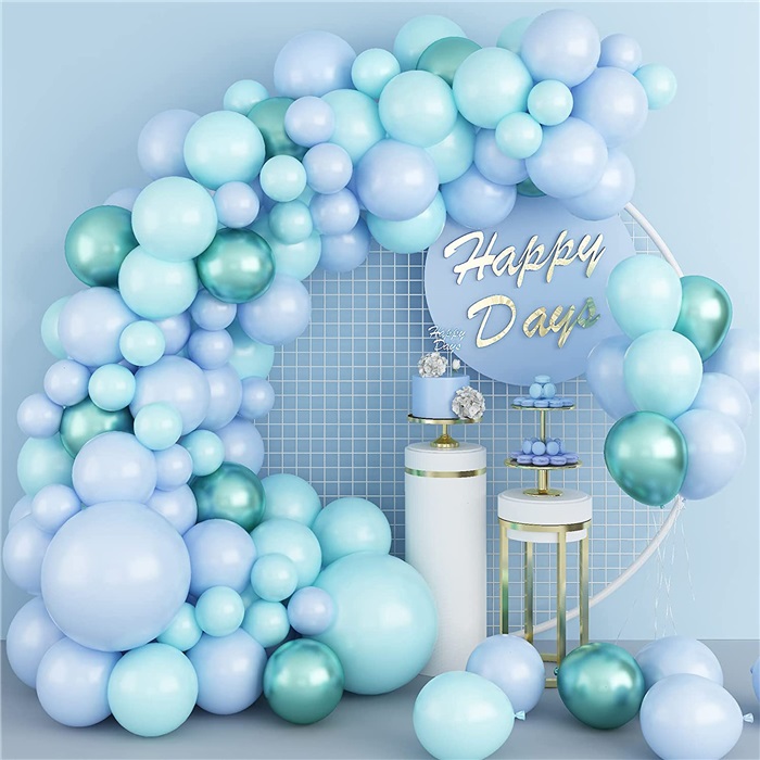 Mint Yeşili Mavi Renkli Zincir Balon Seti