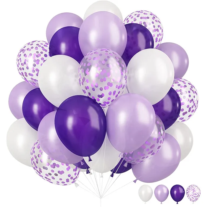 Mor Beyaz Renkli Konfetili Balon