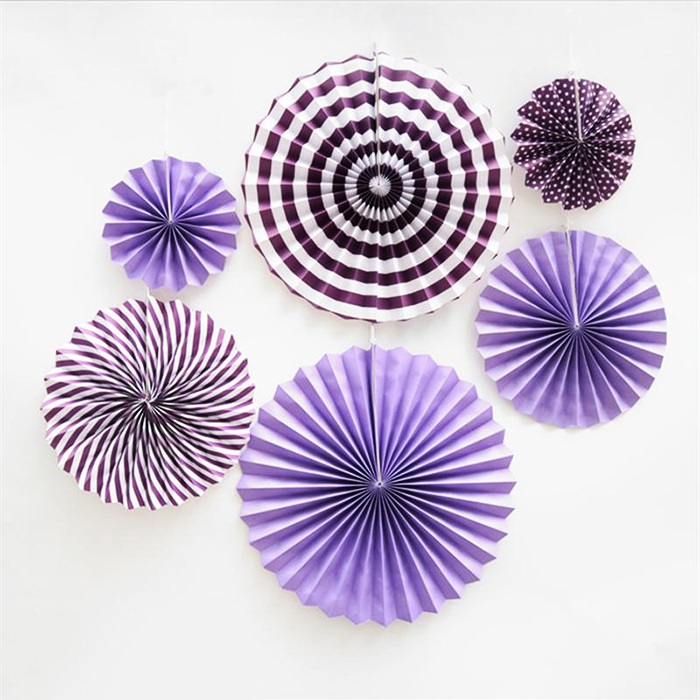 Mor Beyaz Renkli Yelpaze Doğum Günü Seti