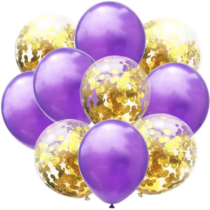 Metalik Mor Gold Konfetili Balon