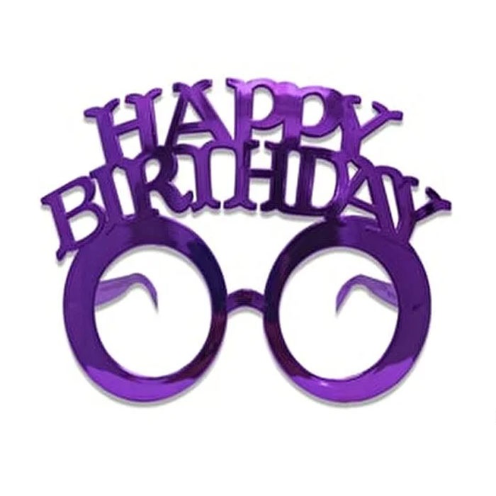 Mor Happy Birthday Parti Gözlük