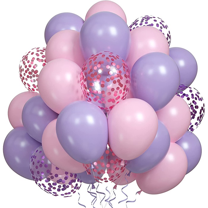 Mor Pembe Renkli Konfetili Balon Seti