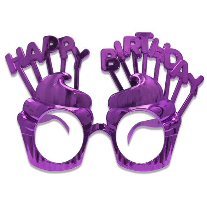 Mor Renkli Happy Birthday Gözlük