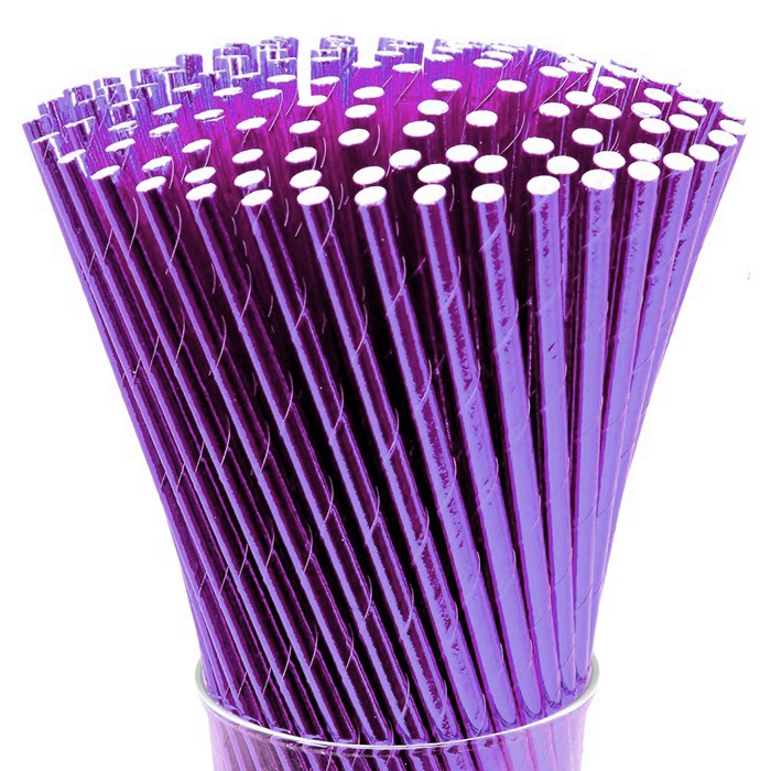 Mor Renkli Kağıt Pipet