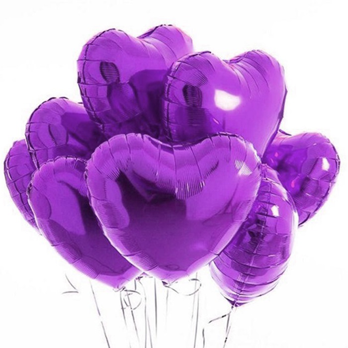 Mor Renkli Kalp Folyo Balon