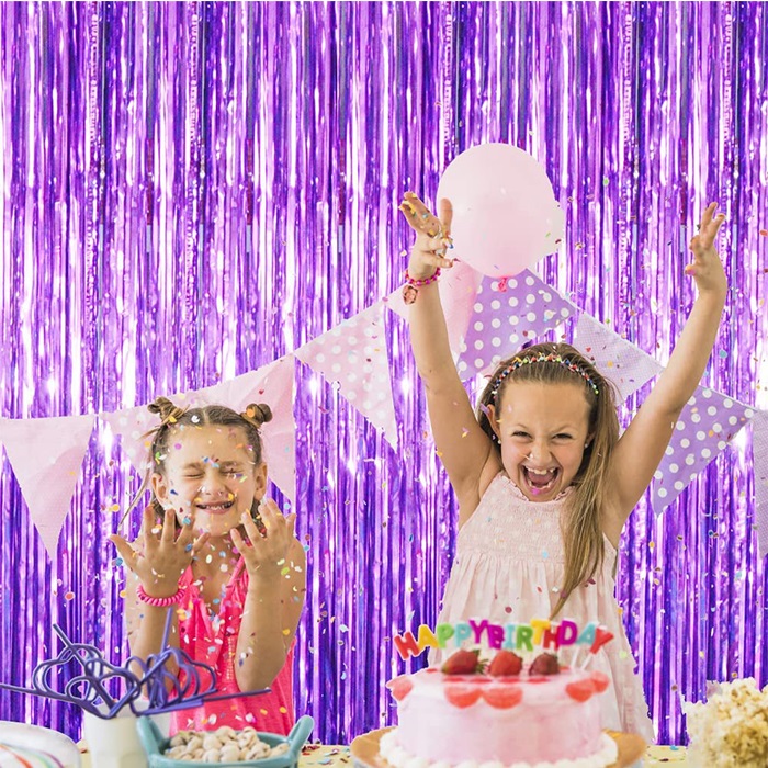 Mor Renkli Parlak Duvar Perdesi