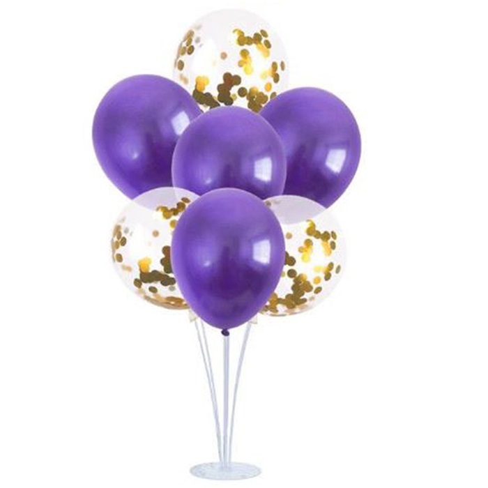 Mor Şeffaf Konfetili Ayaklı Balon Standı