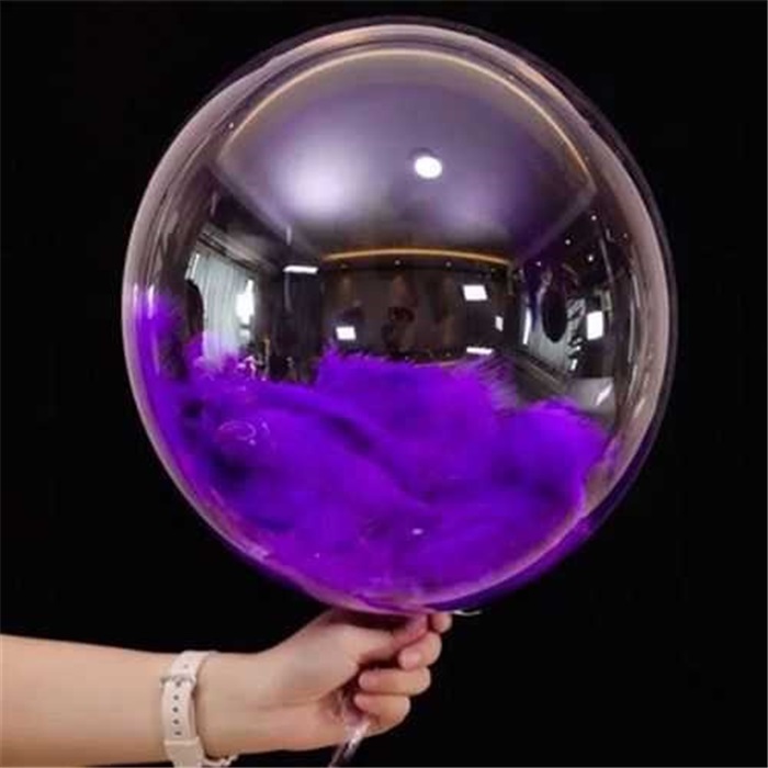 Mor Tüylü Şeffaf Balon 60 Cm