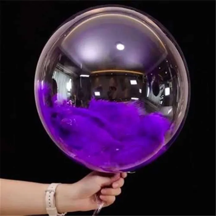 Mor Tüylü Şeffaf Balon