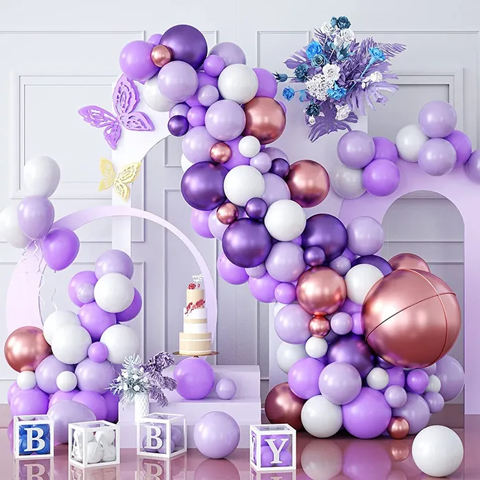 Mor Ve Bakır Renkli Zincir Balon Seti