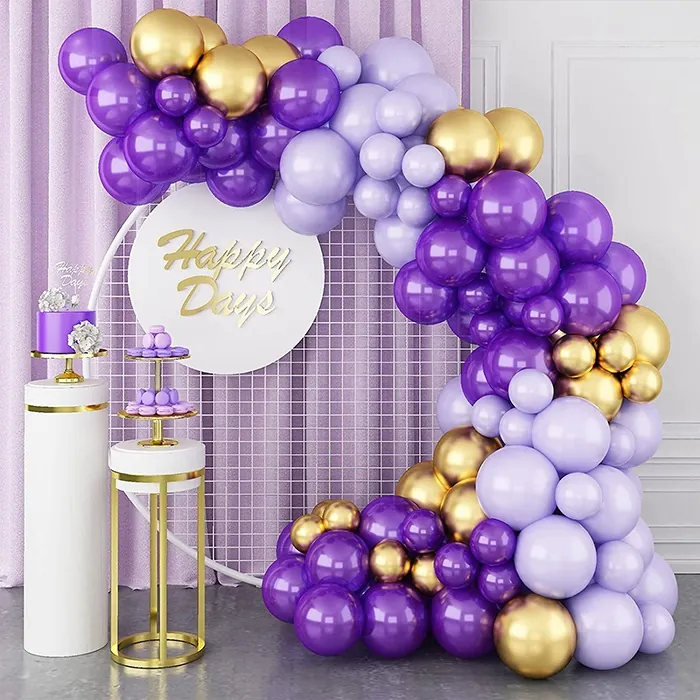 Mor Ve Gold Renkli Zincir Balon Seti