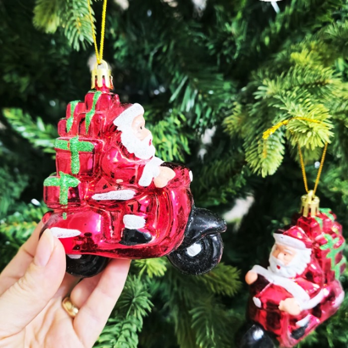 Motorsikletli Noel Baba Yılbaşı Ağaç Asma Süs