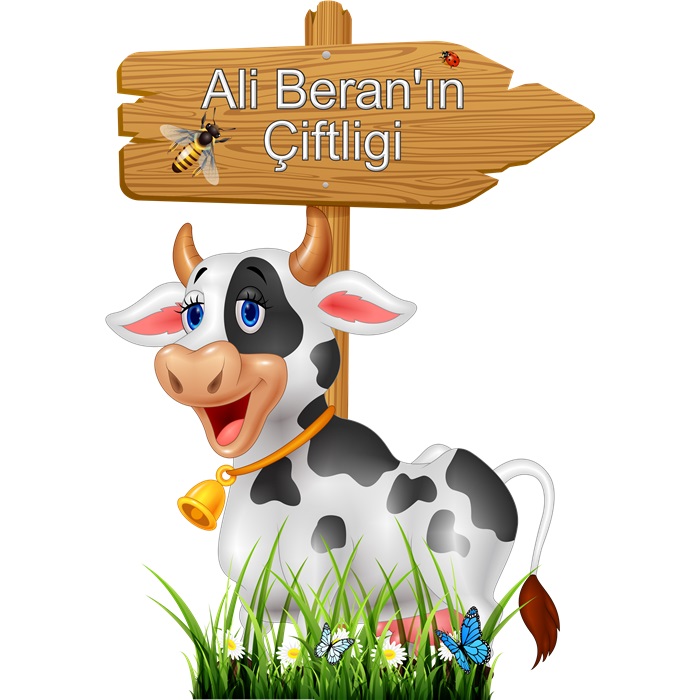 Kişiye Özel Çiftlik Hayvanları İnek Ayaklı Pano