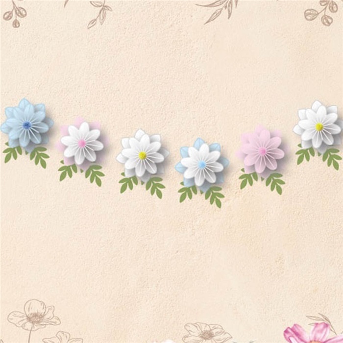 Kağıt Banner Papatya Yaprak Temalı Ponponlu