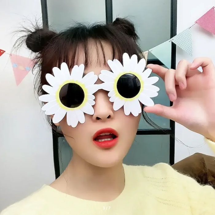 Beyaz Ayçiçeği Parti Gözlüğü