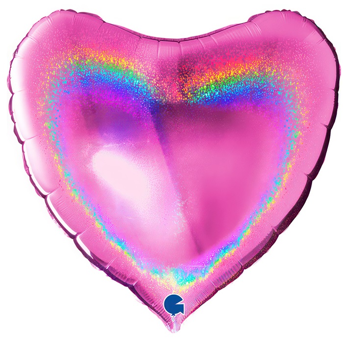 Parıltılı Fuşya Renkli Kalp Folyo Balon