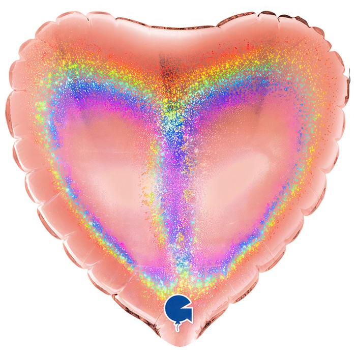 Parıltılı Rose Gold Renkli Kalp Folyo Balon